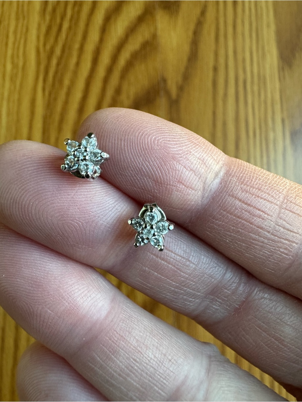 Silver Crystal Flower Stud Earrings